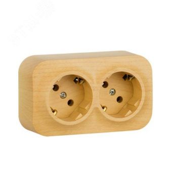 QUTEO Розетка 2-мест. для откр.уст. с зазем. б/защ.шторок 16А дерево