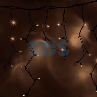 Гирлянда Бахрома (Айсикл) 4,0х0,6м 128 LED ТЕПЛЫЙ БЕЛЫЙ чер.каучук IP67 + блок 315-000