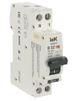 АВДТ ARMAT B06S 1P+NP B32 30мА тип AC (18мм) IEK