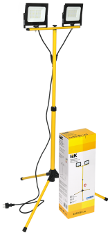 Прожектор светодиодный СДО 06-2x50Ш штатив 6500К IP65 черный IEK