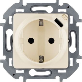 Legrand INSPIRIA Слоновая кость Розетка 2К+З 16А 250В со встроенным зарядным устройством USB C 1.5А 