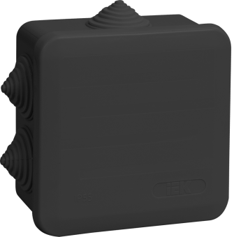 Коробка распаячная КМ41255 для открытой проводки 100х100х50мм IP44 6 гермовводов черная IEK