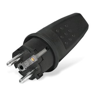 Вилка "UNIVersal" прямая c/з каучук 16А 250В IP44 (еврослот) черный