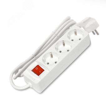 Удлинитель бытовой "DOMTOK" 3 гнезда, ПВС 3*1, 3,5кВт, с/з, выкл. 1,5м