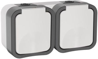 TORS Розетка 2-местная горизонтальная 16А IP55 TS222 серо-белый IEK