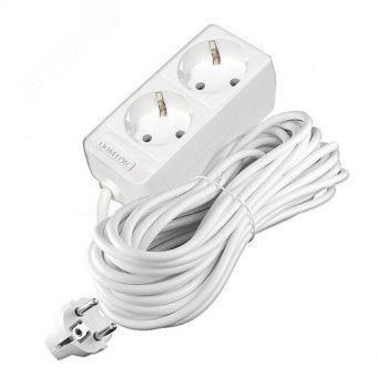 Удлинитель бытовой "DOMTOK" 2 гнезда, ПВС 3*1, 3,5кВт, с/з 10м