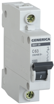 Авт.выкл. ВА47-29 1Р 63А 4,5кА х-ка С GENERICA