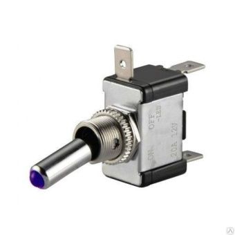Тумблер 12V 20А (3c) ON-OFF однополюсный с синей LED подсветкой (ASW-07D) REXANT