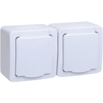 Розетка РСб22-3-ГПБб 2м с з/к, с крышкой (цвет крышки белый), для о/у IP54 "ГЕРМЕС PLUS" ИЭК