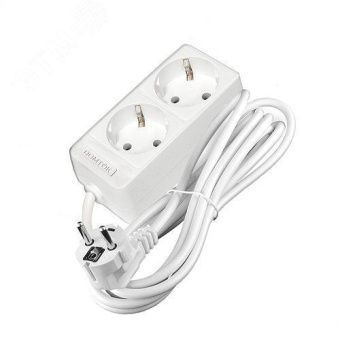 Удлинитель бытовой "DOMTOK" 2 гнезда, ПВС 3*1, 3,5кВт, с/з 3м