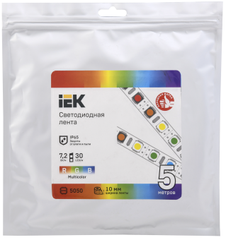 Лента светодиодная 5м  LSR-5050RGB30-7,2-IP65-12В 7,2Вт IEK