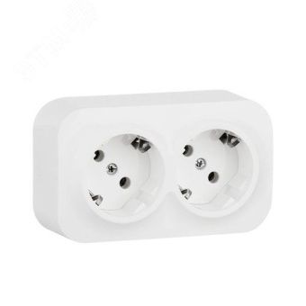 QUTEO Розетка 2-мест. для откр.уст. с зазем. б/защ.шторок 16А белый