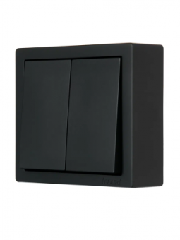 LETO Выключатель двойной откр.уст. чёрный бархат