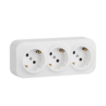 QUTEO Розетка 3-местная откр.уст. с заземл. с защ.шторками 16А белый 