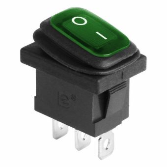 Выключатель клавишный 250V 6А (3с) ON-OFF зеленый с подсветкой Mini ВЛАГОЗАЩИТА REXANT