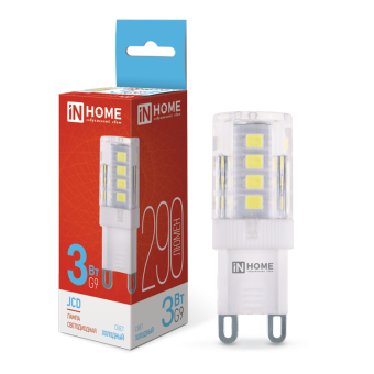 Лампа светодиодная LED-JCD 3Вт 230В G9 6500К 290Лм IN HOME