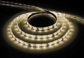 Лента светодиодная 60SMD 4.8Вт 12В в уп.5м. теплый белый на белом с драйвером, LS603 FERON