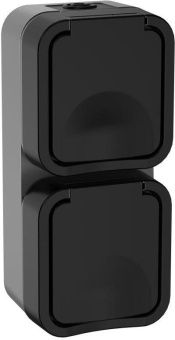TORS Розетка 2-местная вертикальная 16А IP55 TS132 графит IEK