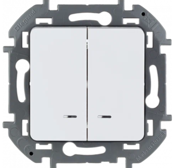 Legrand INSPIRIA Белый Выключатель двухклавишный с подсветкой/индикацией 10 AX - 250 В