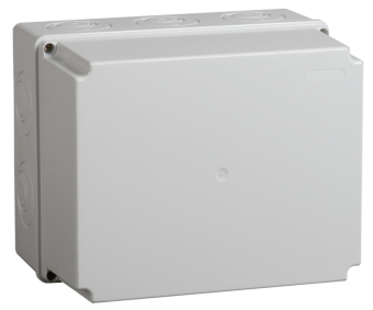 Коробка КМ41273 распаячная для о/п 240х195х165 мм IP44 (RAL7035, кабельные вводы 5 шт)