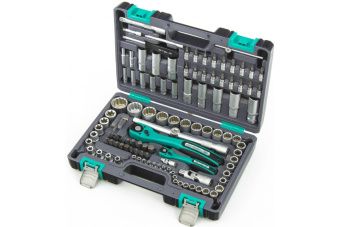 Набор инструментов 1/2", 1/4", CrV, 12 гранные головки, пластиковый кейс, 109 предмета// Stels
